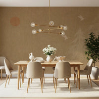 Minimalist Oriental Sun and Pine Trees Wall Mural