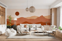 Terracotta Hills and Ochre Sun Sunset Wall Mural