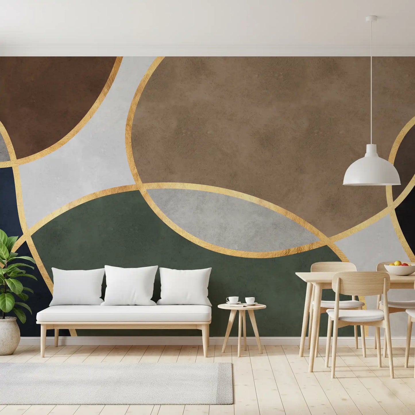 Mid Century Modern Organic Circles Wall Mural