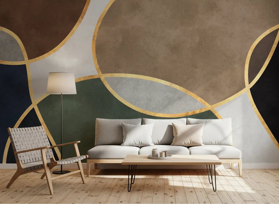 Organic circles wall mural giving a living room a bold focal feature GD11021
