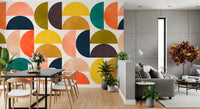 Mid Century Modern Arc Abstract Shapes Wall Mural