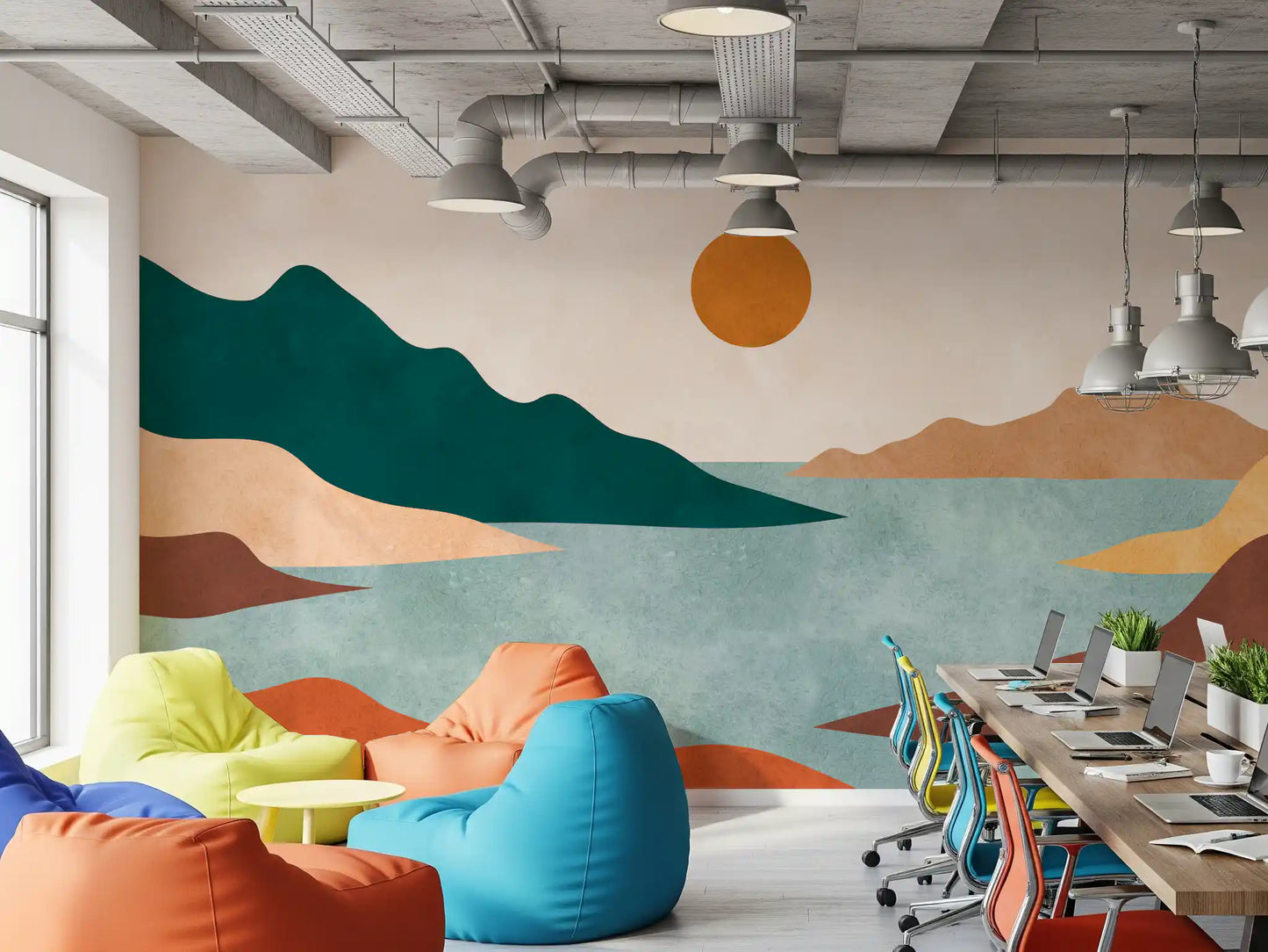 Tranquil Earth Minimalist Landscape Wall Mural