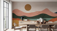 Terracotta Dunes and Golden Sun Wall Mural