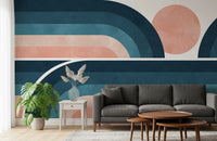 Nostalgic Horizon Arcs Wall Mural