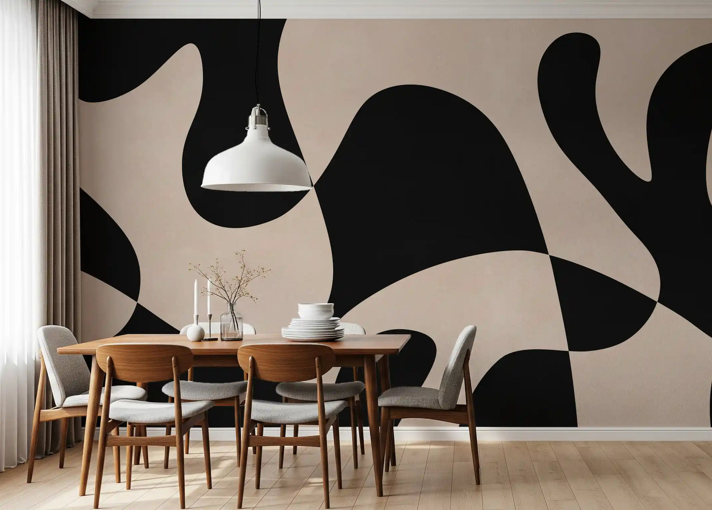 Minimalist Biomorphic Fluidity Wall Mural
