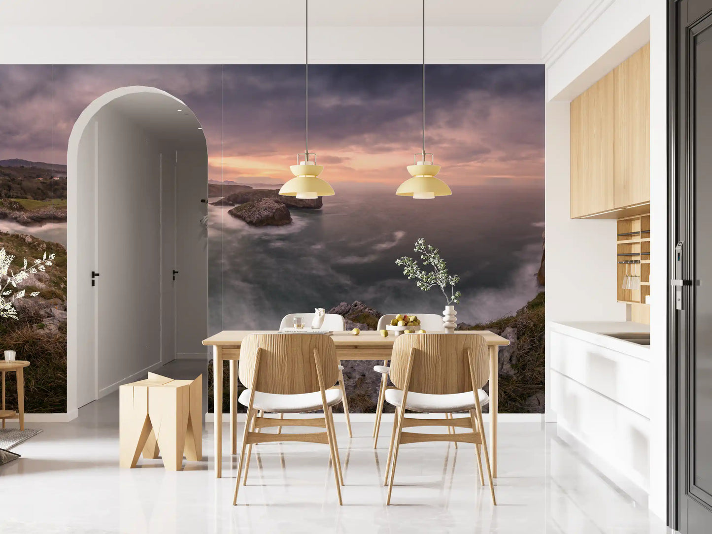 Sunset Coastal Cliffs Panorama Wall Mural