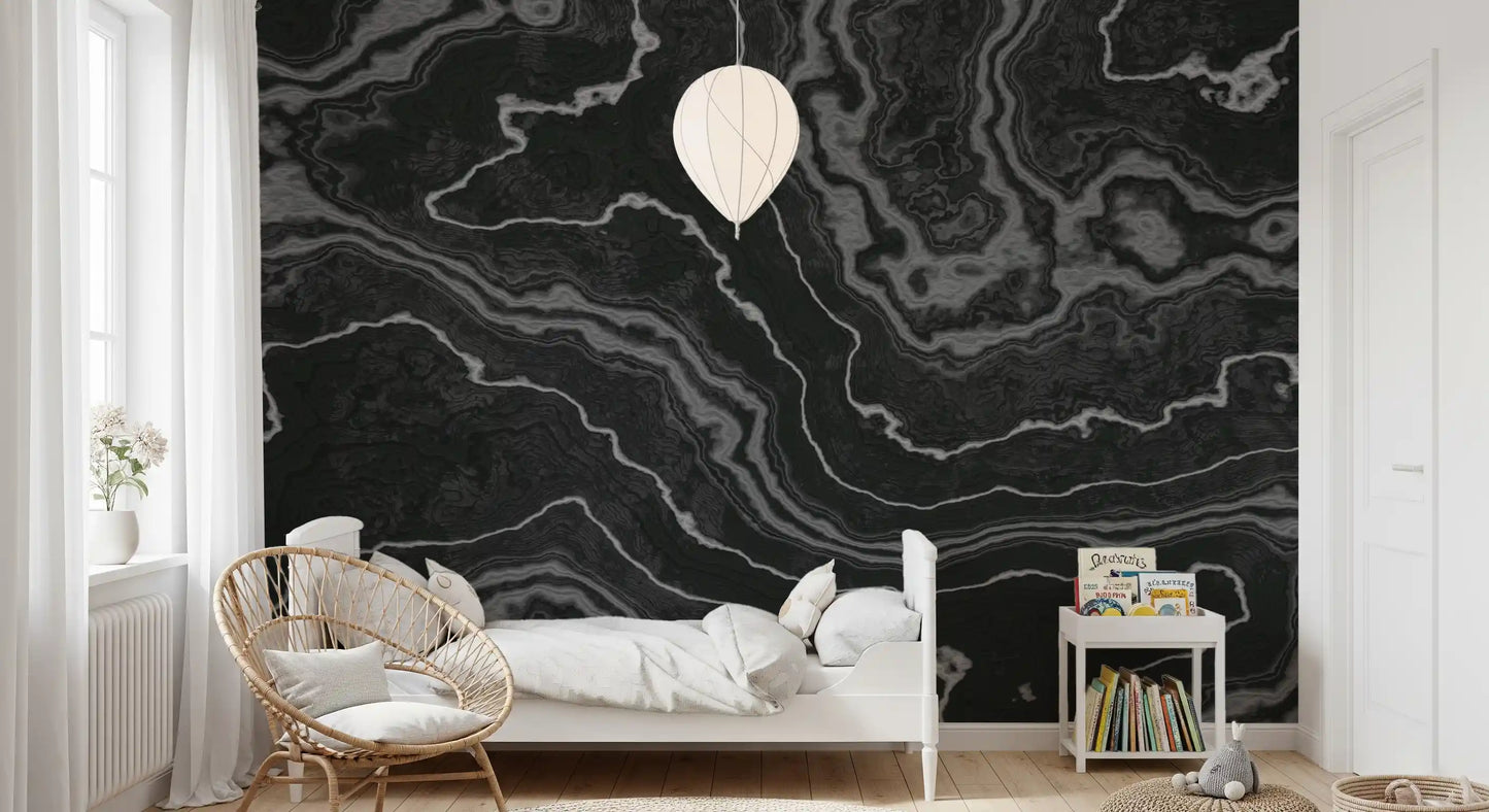 Midnight Agate Layered Stone Pattern Wall Mural