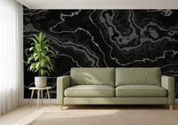 Midnight Agate Layered Stone Pattern Wall Mural