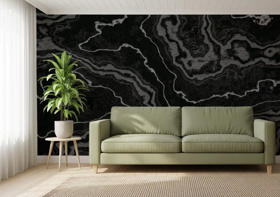 Living room styled with black agate stone in this wall mural GD11032
