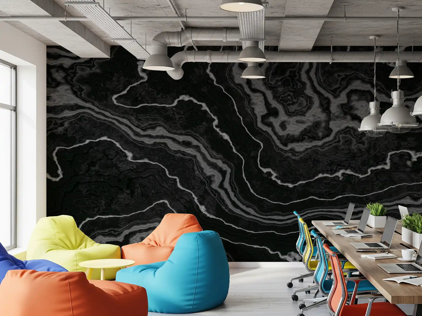 Midnight Agate Layered Stone Pattern Wall Mural
