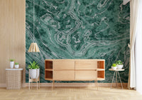 Fluid Earthy Sage and Forest Waves Wall Mural