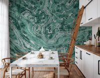 Fluid Earthy Sage and Forest Waves Wall Mural