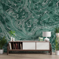 Fluid Earthy Sage and Forest Waves Wall Mural