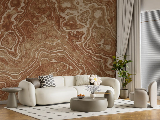 Concentric Earth agate texture wall mural warming a cosy living room GD11035