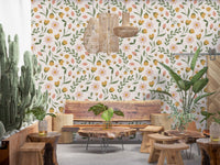 Whimsical Honeybee Meadow Pattern Wallpaper⁠