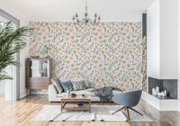 Whimsical Honeybee Meadow Pattern Wallpaper⁠