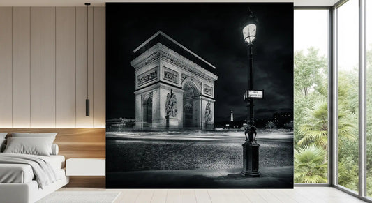 Midnight Paris Archways and Light Trails Wall Mural