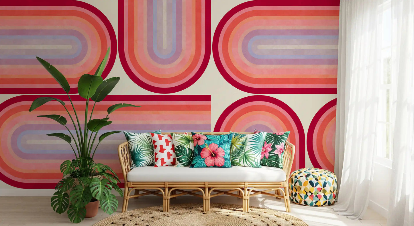 Mid Century Modern Groovy Curves Wall Mural