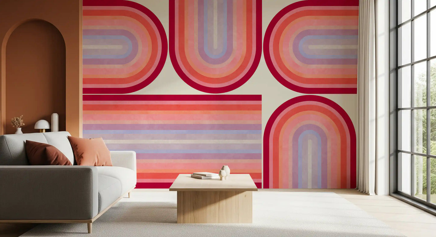 Mid Century Modern Groovy Curves Wall Mural