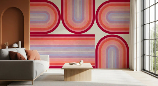 Mid Century Modern Groovy Curves Wall Mural