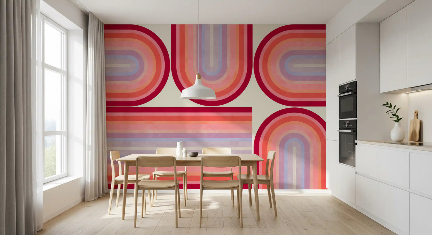 Mid Century Modern Groovy Curves Wall Mural