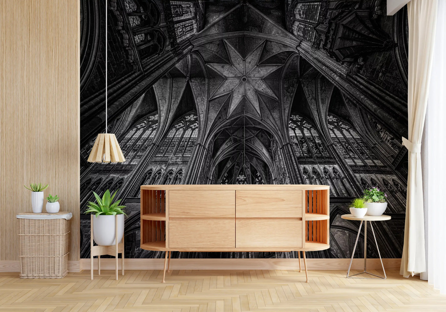 Gothic Vaults of the Cathedral Ceiling Wall Mural