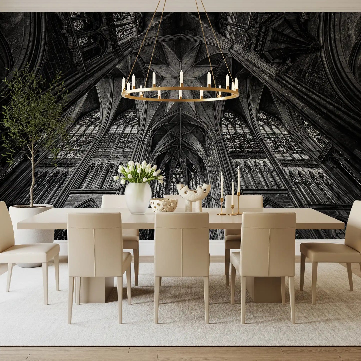 Gothic Vaults of the Cathedral Ceiling Wall Mural