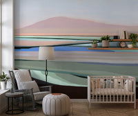 Muted Coastal Hills Abstract Wall Mural