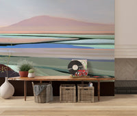Muted Coastal Hills Abstract Wall Mural