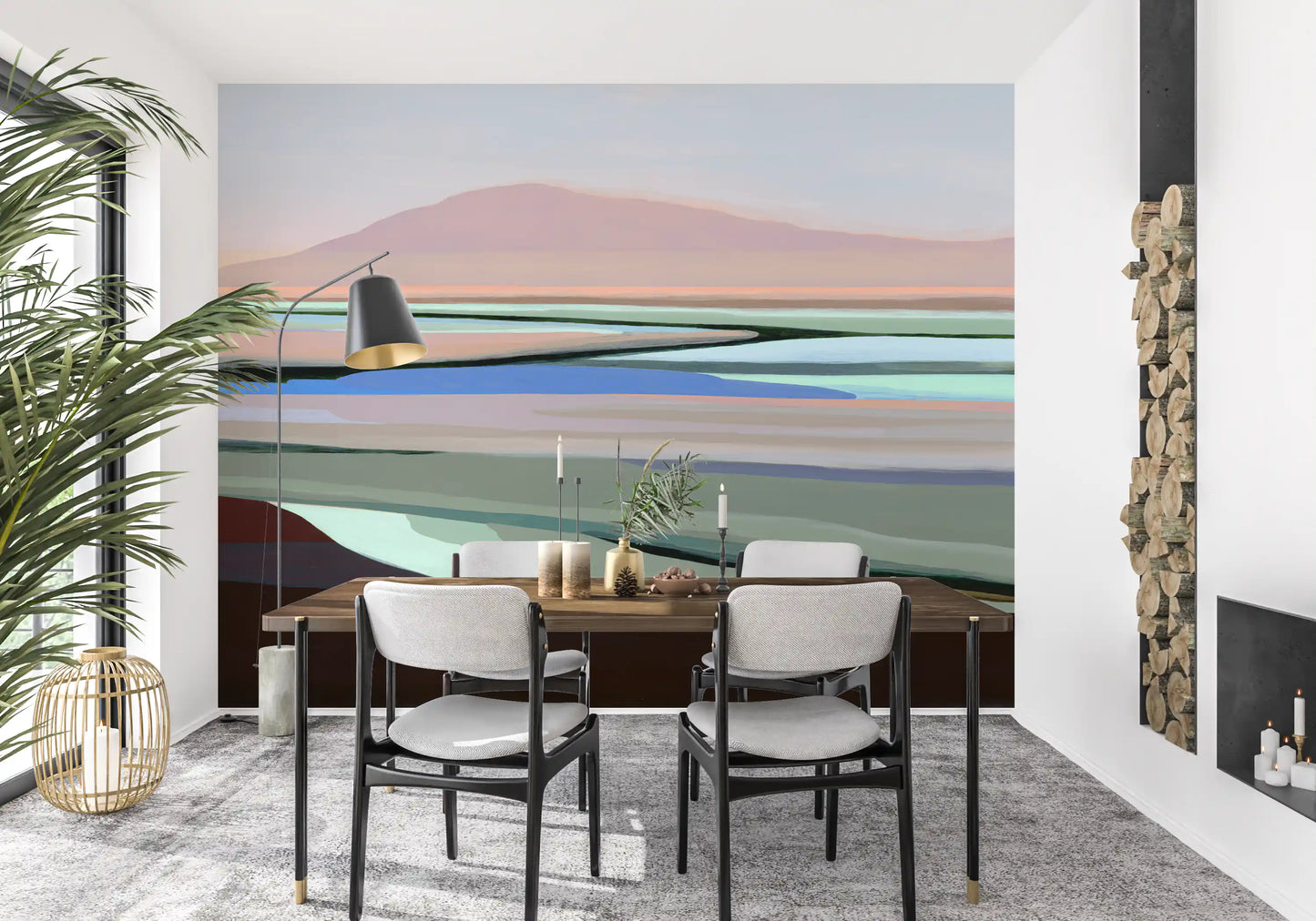 Muted Coastal Hills Abstract Wall Mural