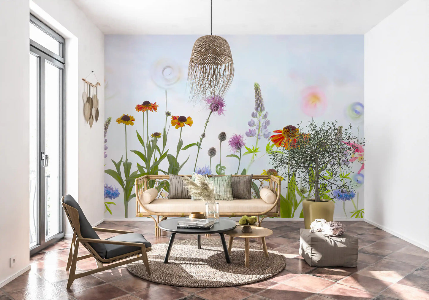 Dreamy Pastel Wildflower Garden Wall Mural