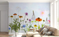 Dreamy Pastel Wildflower Garden Wall Mural
