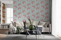 Soft Blush Palm Frond Pattern Wallpaper⁠