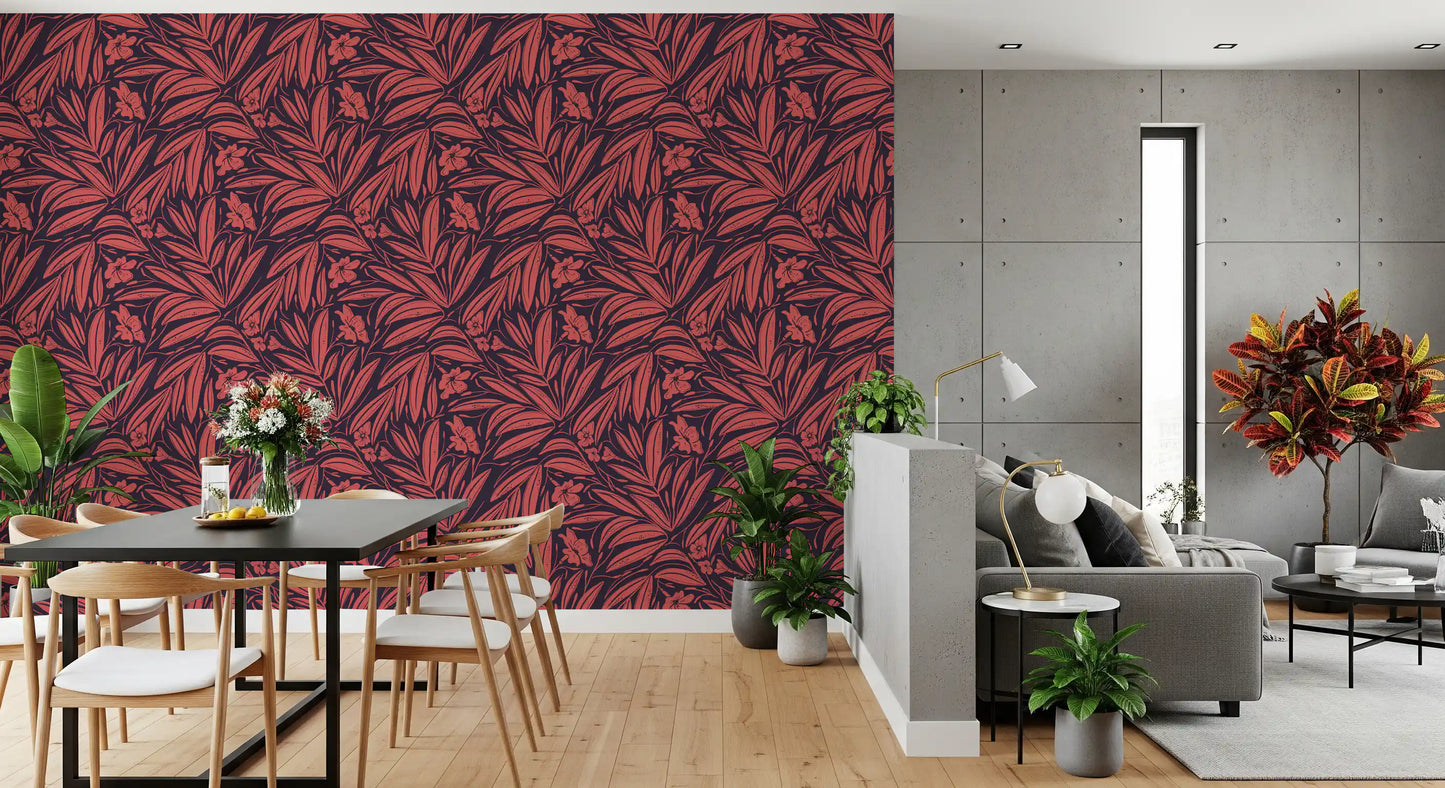 Crimson Foliage Silhouette Wallpaper⁠