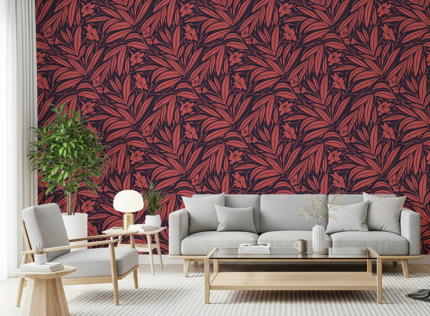 Crimson Foliage Silhouette Wallpaper⁠