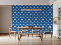 Stylized Eyelash Motif in Cobalt Blue Wallpaper⁠