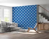 Stylized Eyelash Motif in Cobalt Blue Wallpaper⁠