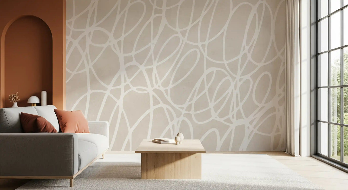 Abstract Swirl Line Art Wall Mural