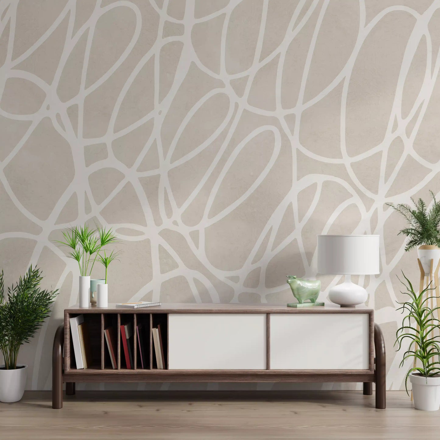 Abstract Swirl Line Art Wall Mural