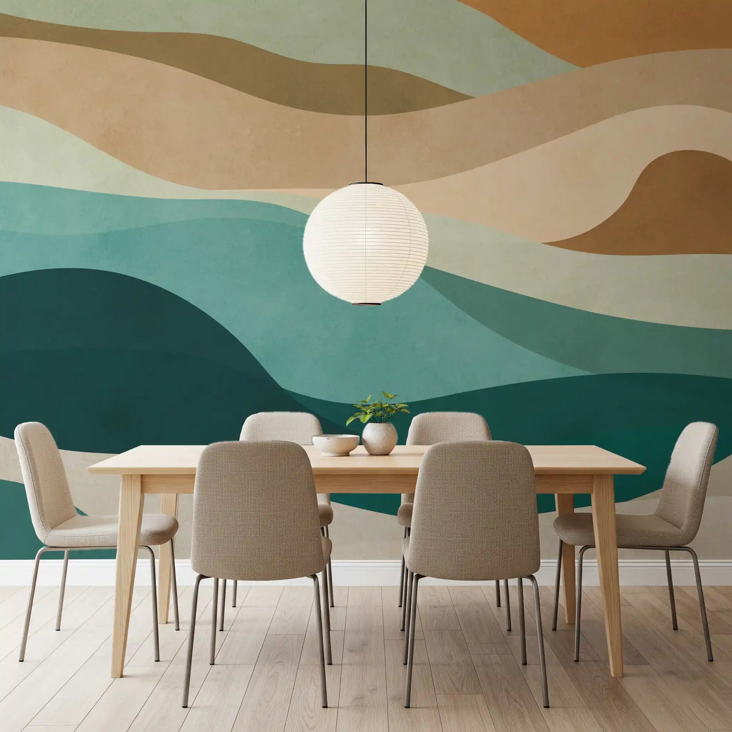 Abstract Earthy Wave Horizon Wall Mural