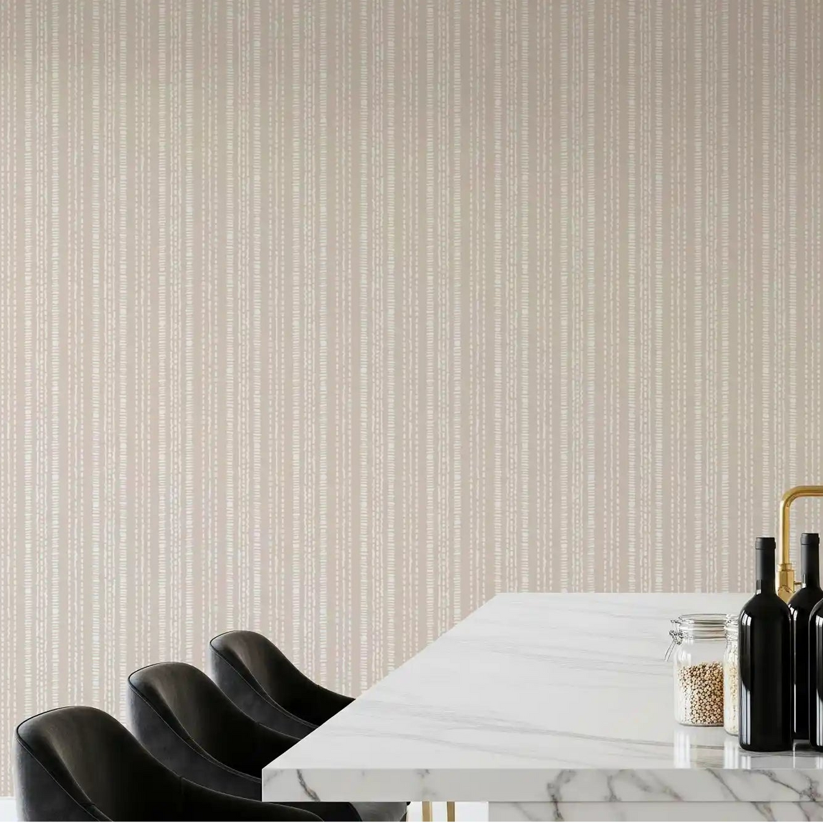 Creamy beige lines lifting a light Dining room , Subtle Linear Motif wallpaper GD11061
