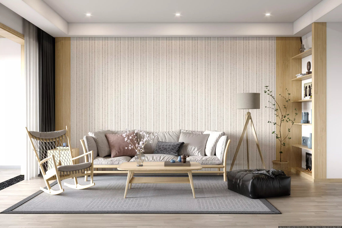 Stitched Neutral Stripe Pattern Wallpaper⁠