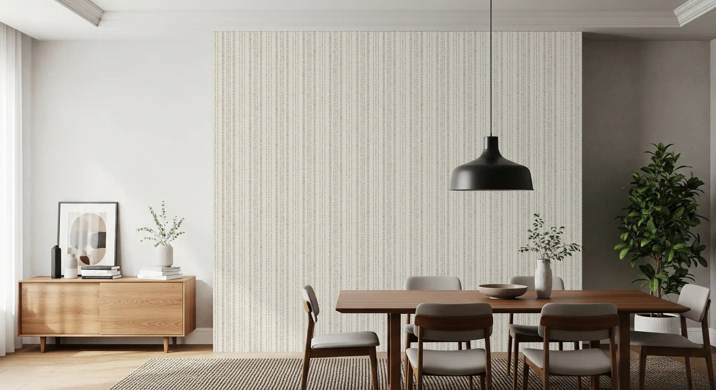 Stitched Neutral Stripe Pattern Wallpaper⁠