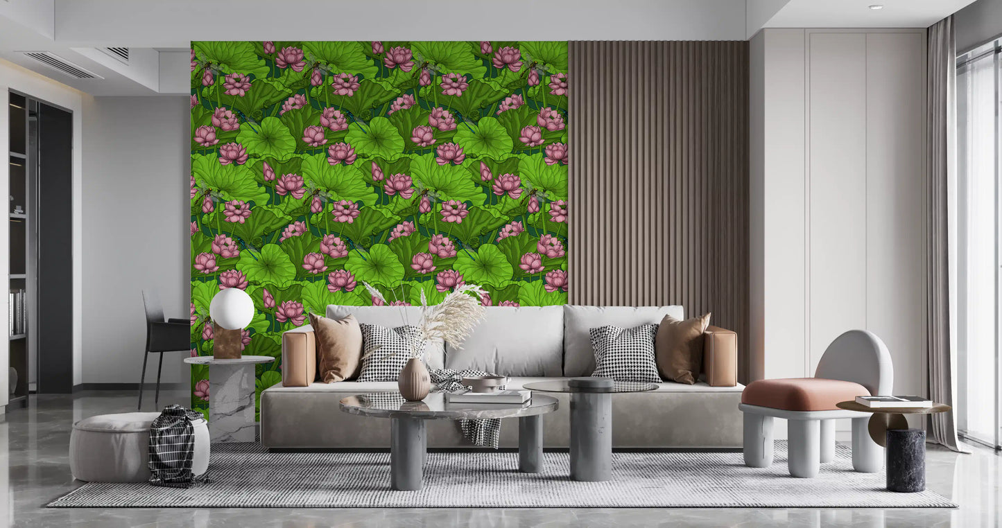 Zen Lotus Pond with Dragonflies Wallpaper⁠