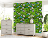 Zen Lotus Pond with Dragonflies in white and green Wallpaper⁠