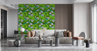 Zen Lotus Pond with Dragonflies in white and green Wallpaper⁠