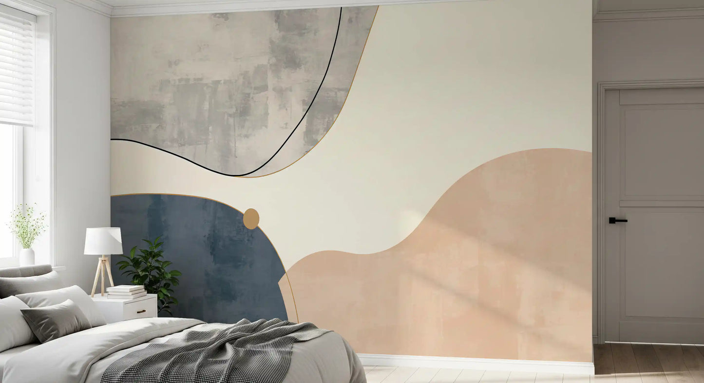 Arte geométrica minimalista com curvas suaves Wall Mural