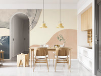 Arte geométrica minimalista com curvas suaves Wall Mural