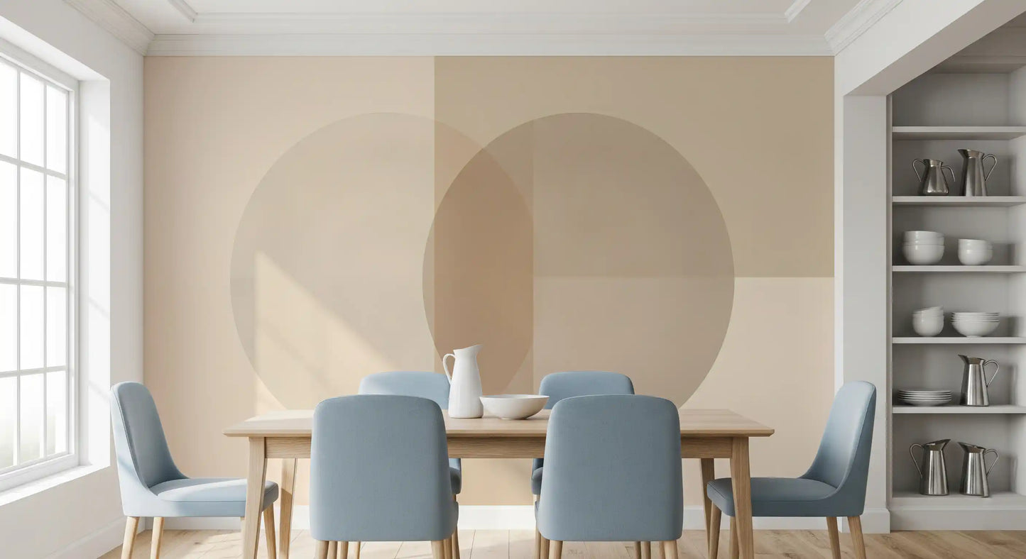 Círculos minimalistas em tons suaves de bege Wall Mural