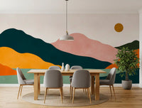 Abstract Peaks and Golden Sun Landscape Wall Mural